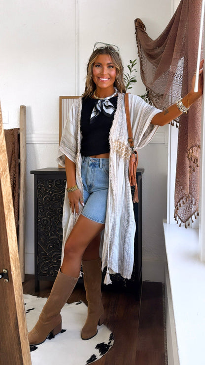 Saige Trail Kimono, Natural Multi