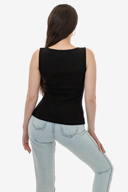 43045 - Baby Rib Sleeveless Boatneck Top