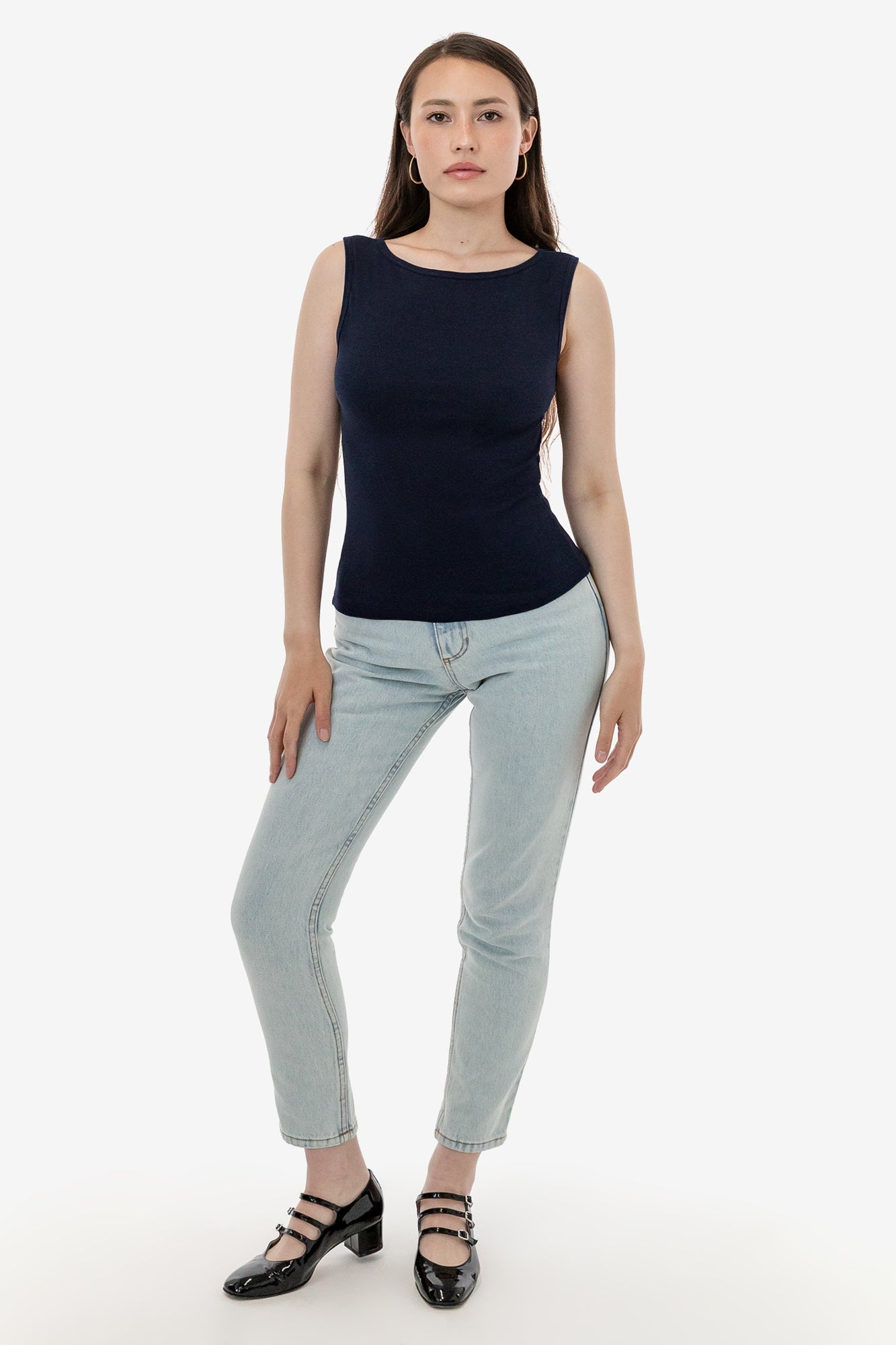 43045 - Baby Rib Sleeveless Boatneck Top