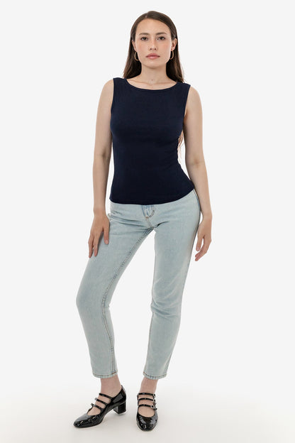 43045 - Baby Rib Sleeveless Boatneck Top