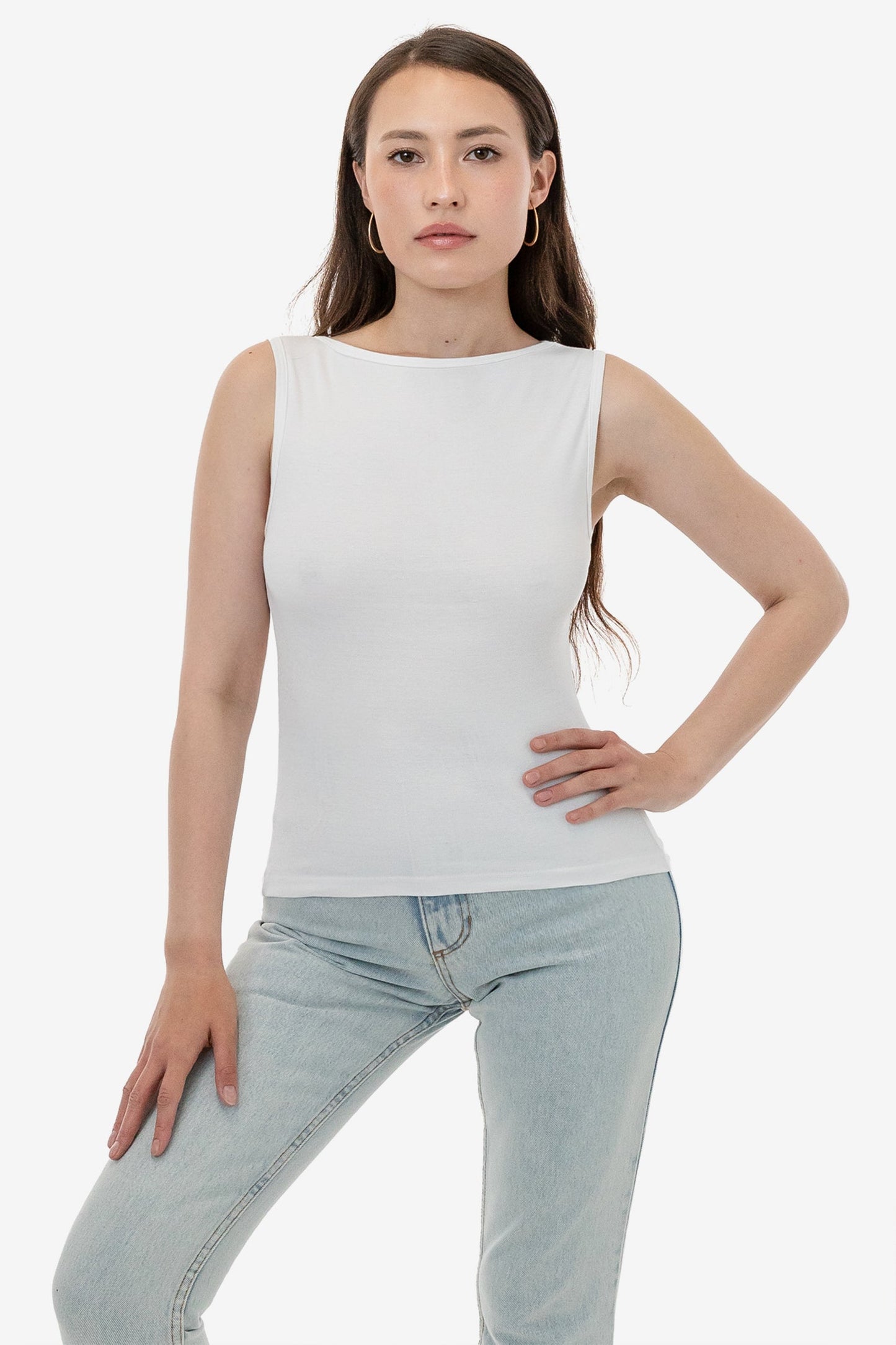 43045 - Baby Rib Sleeveless Boatneck Top