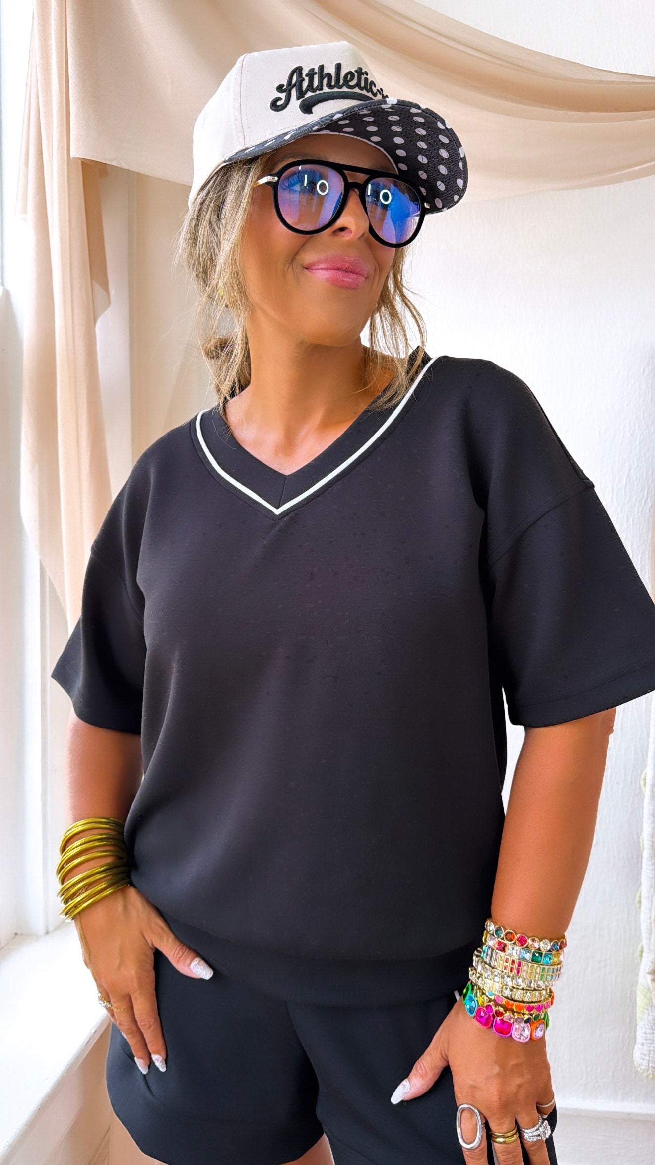 Take It Slow Two Piece Set, Black/Cream