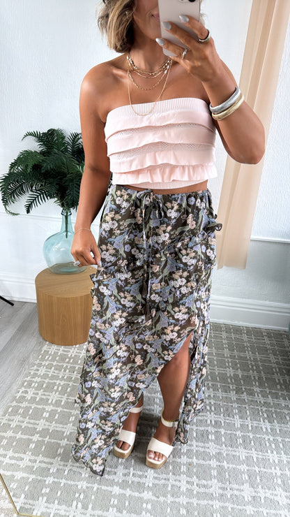Sweet Nothings Chiffon Floral Midi Skirt, Brown