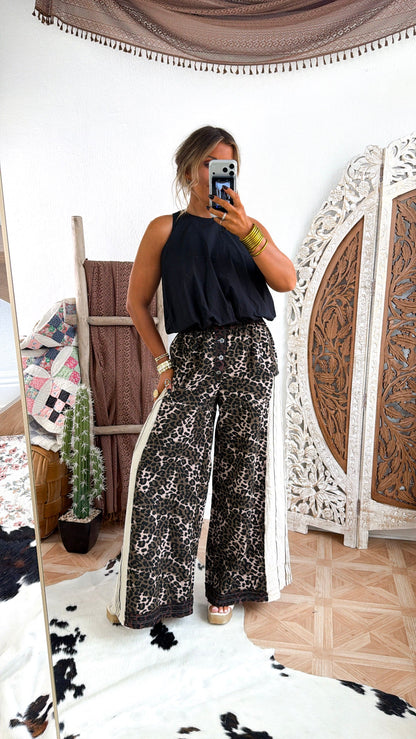 Street Style Leopard Pant, Chocolate