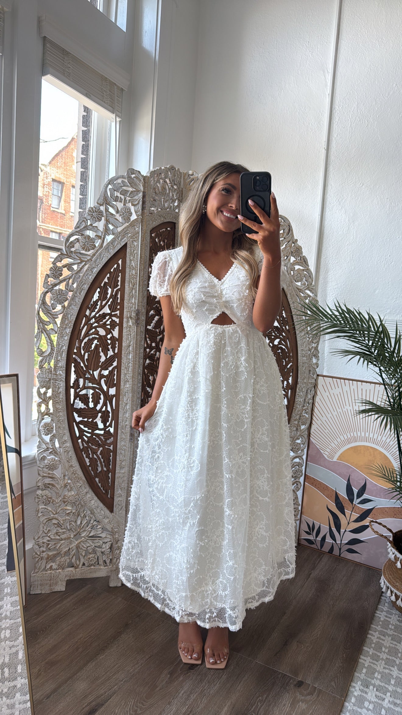 Soft Spoken Love Midi Dress, Cream