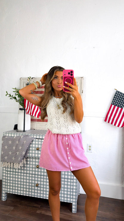 Sunny Dreams Crochet Button Up, Cream