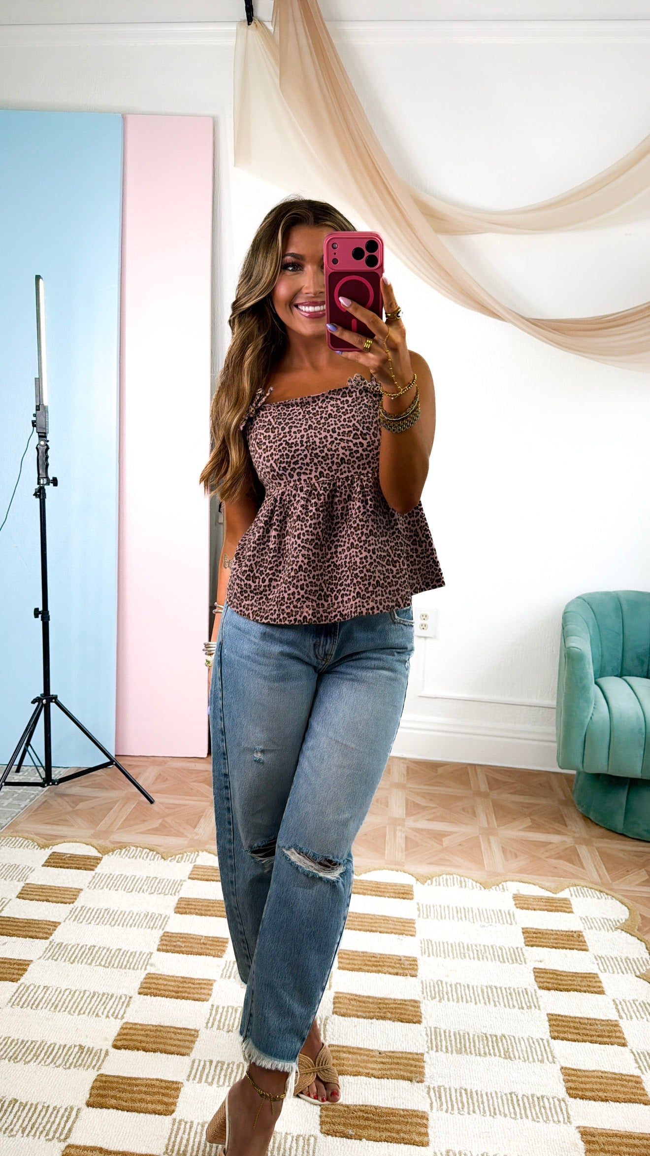 Wild Muse Leopard Tank, Pink