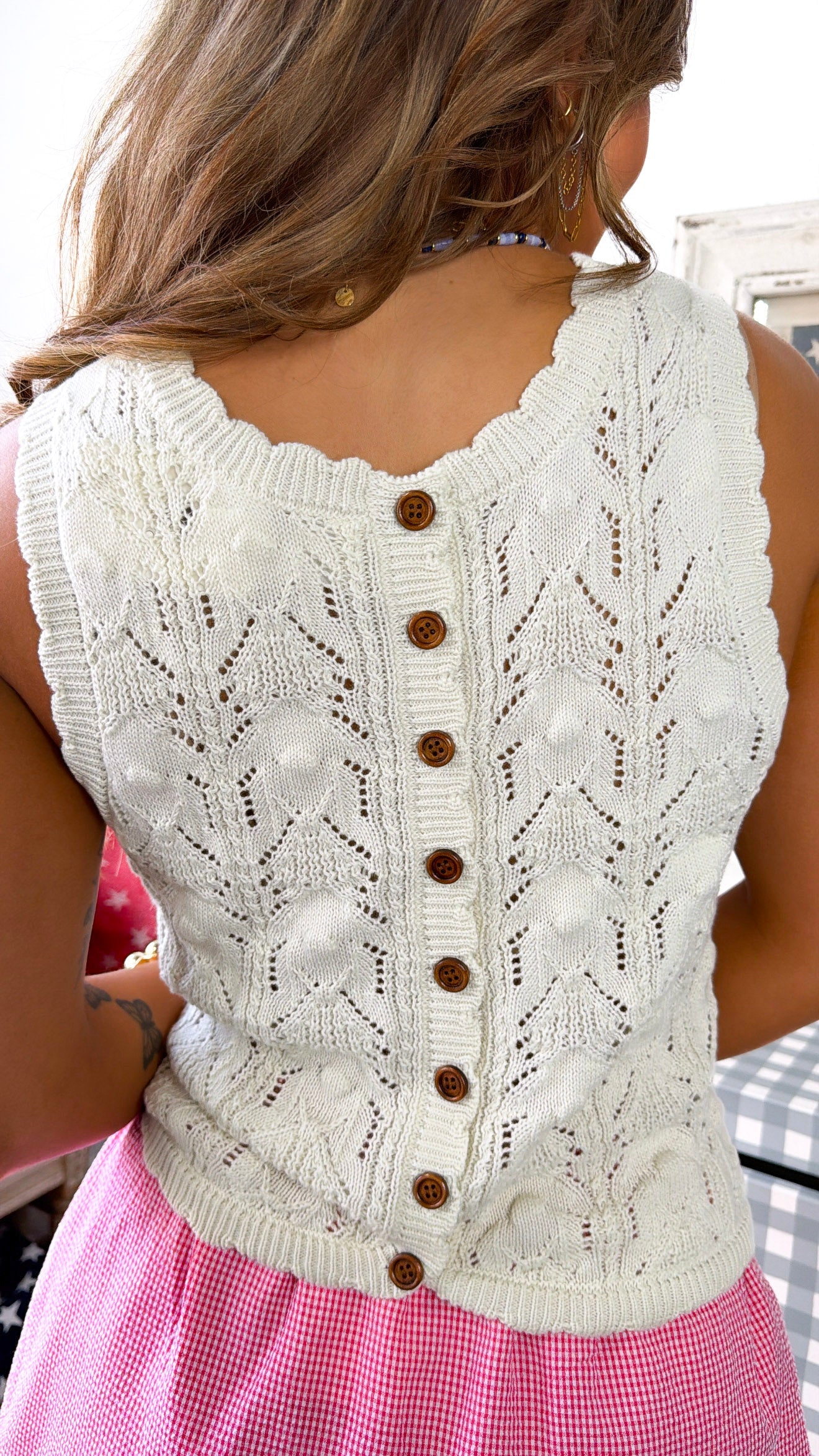 Sunny Dreams Crochet Button Up, Cream