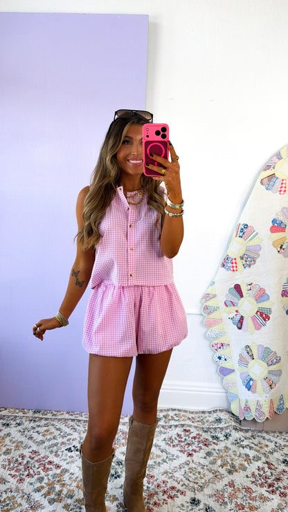 Sugar Sprinkle Gingham Set, Pink/White