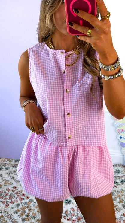 Sugar Sprinkle Gingham Set, Pink/White