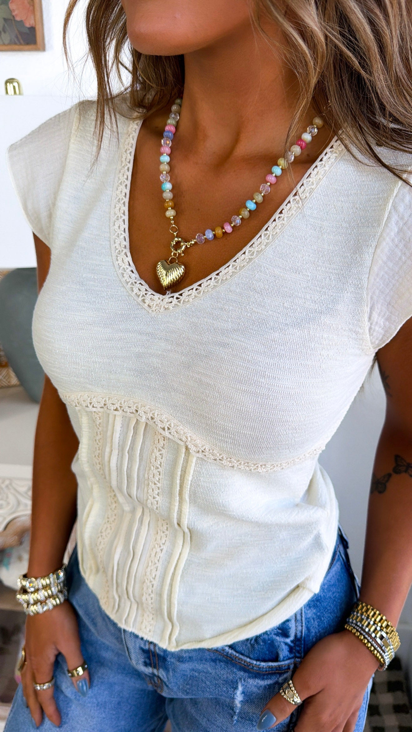 Studio Basic Knit Tee, Cream
