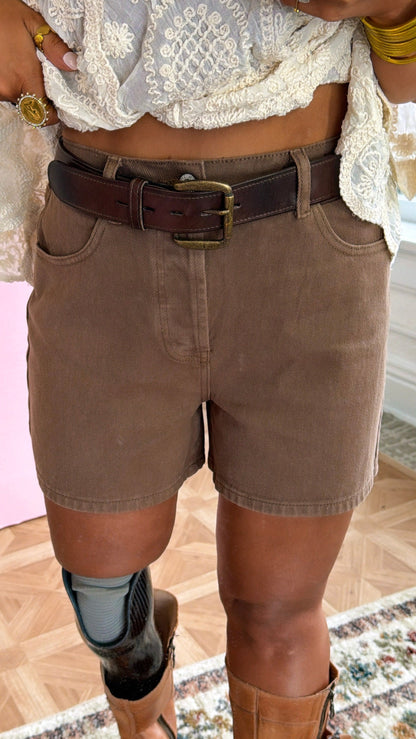 Sunny Street Denim Shorts, Choco