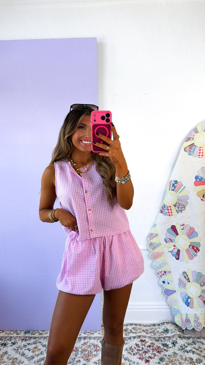 Sugar Sprinkle Gingham Set, Pink/White