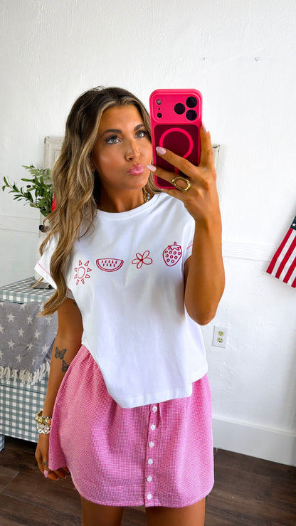 Summer Essential Tee, Red/White
