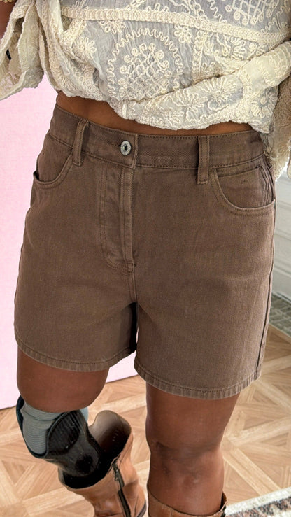 Sunny Street Denim Shorts, Choco