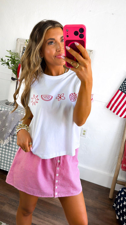 Summer Essential Tee, Red/White