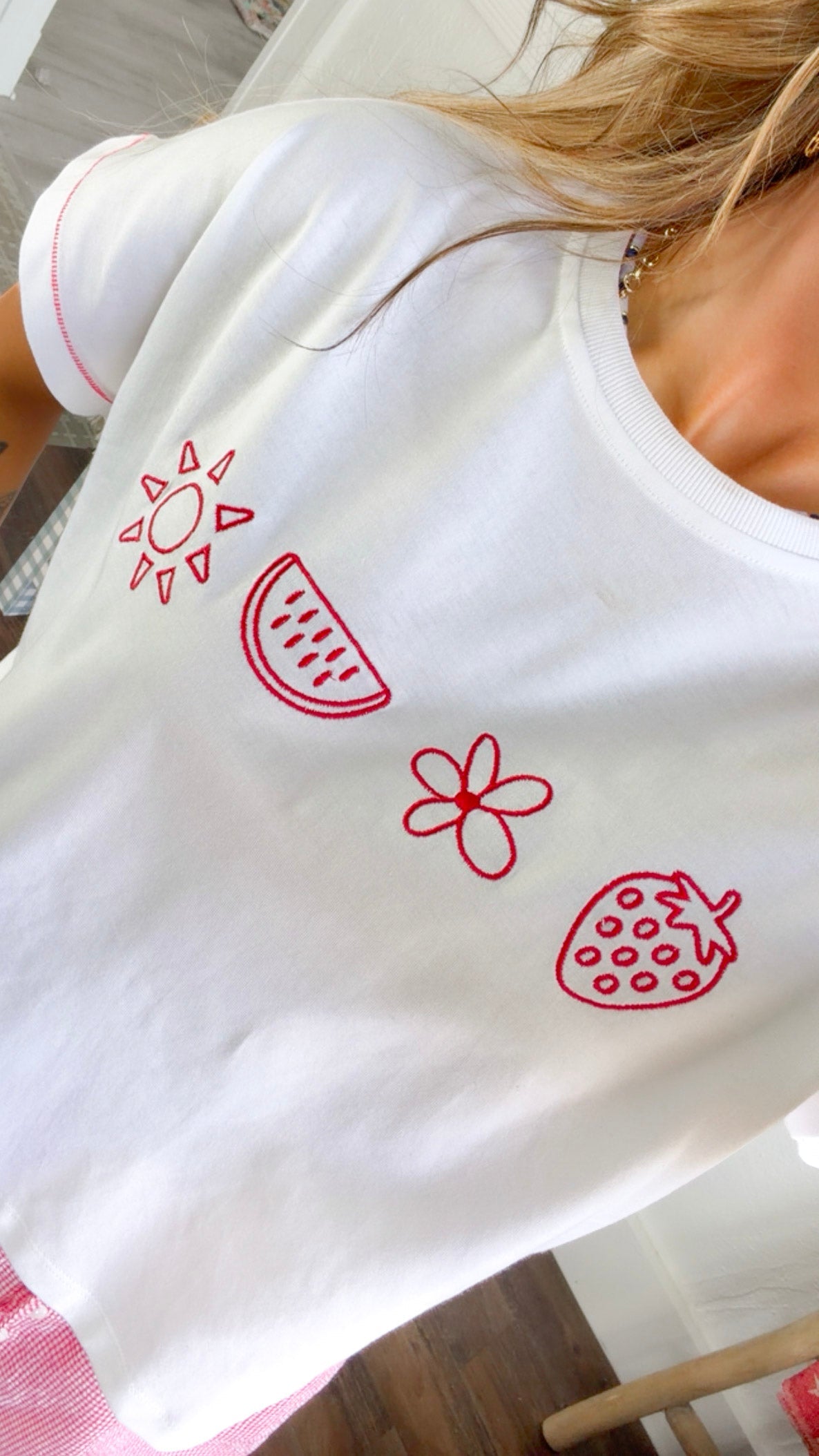 Summer Essential Tee, Red/White