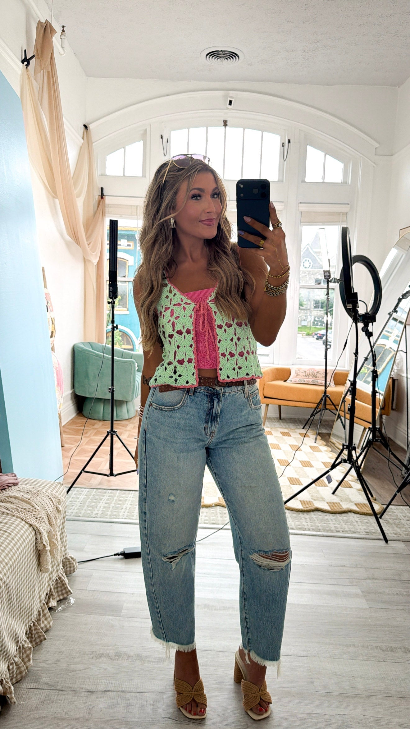 Summer Sprinkle Crochet Top, Spearmint