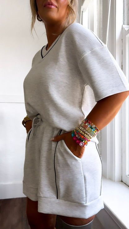 Take It Slow Two Piece Set, Lt.Grey/ Black