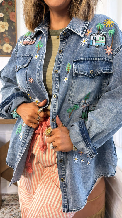 Wildflower Camper Jacket, Denim