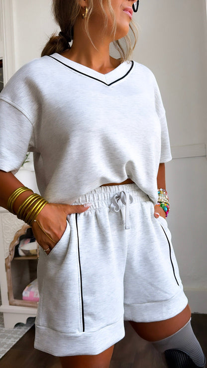 Take It Slow Two Piece Set, Lt.Grey/ Black