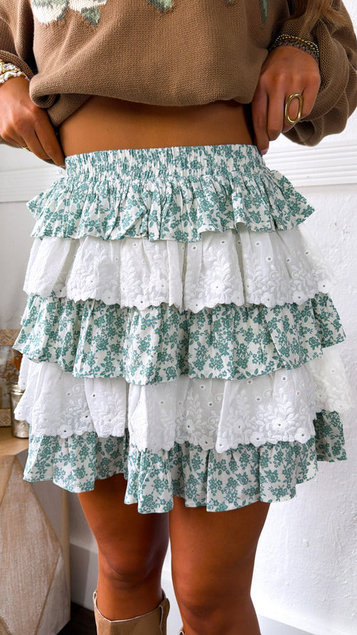 Rosella Tiered Skort, Sage