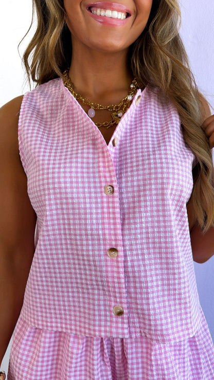 Sugar Sprinkle Gingham Set, Pink/White