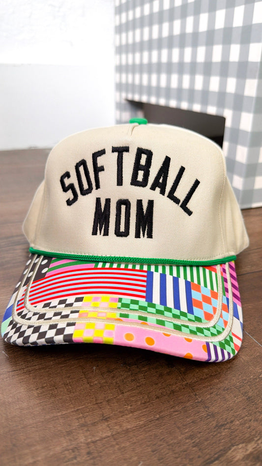 Softball Mom Trucker Hat, Natural
