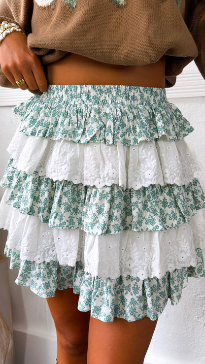 Rosella Tiered Skort, Sage