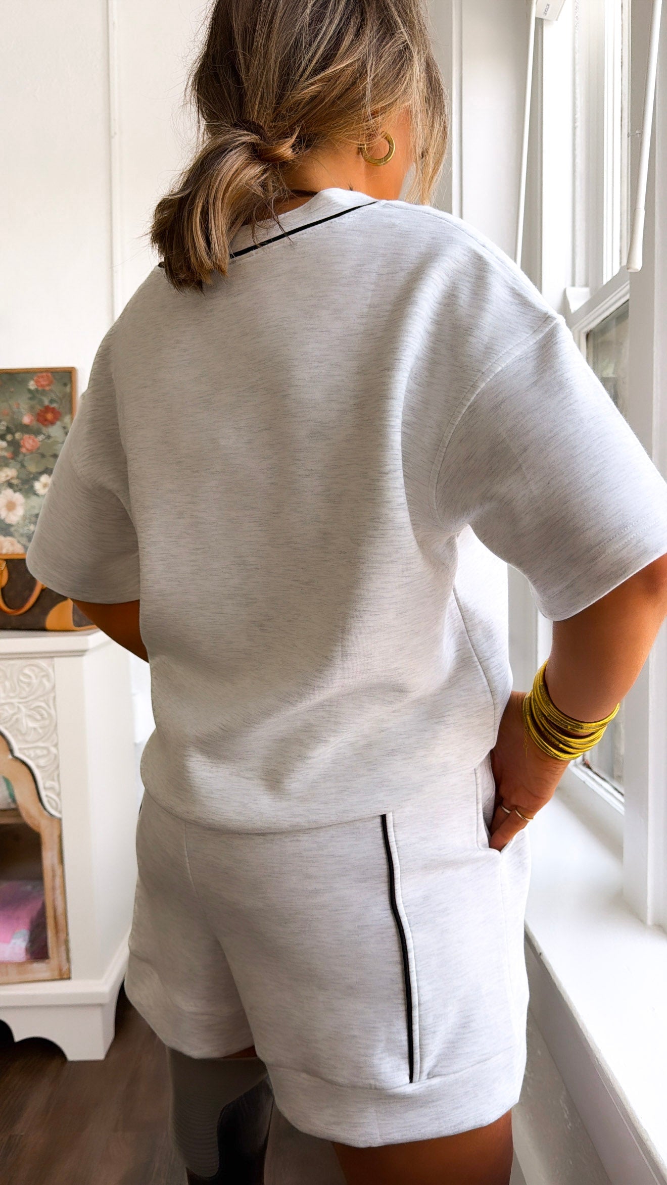 Take It Slow Two Piece Set, Lt.Grey/ Black