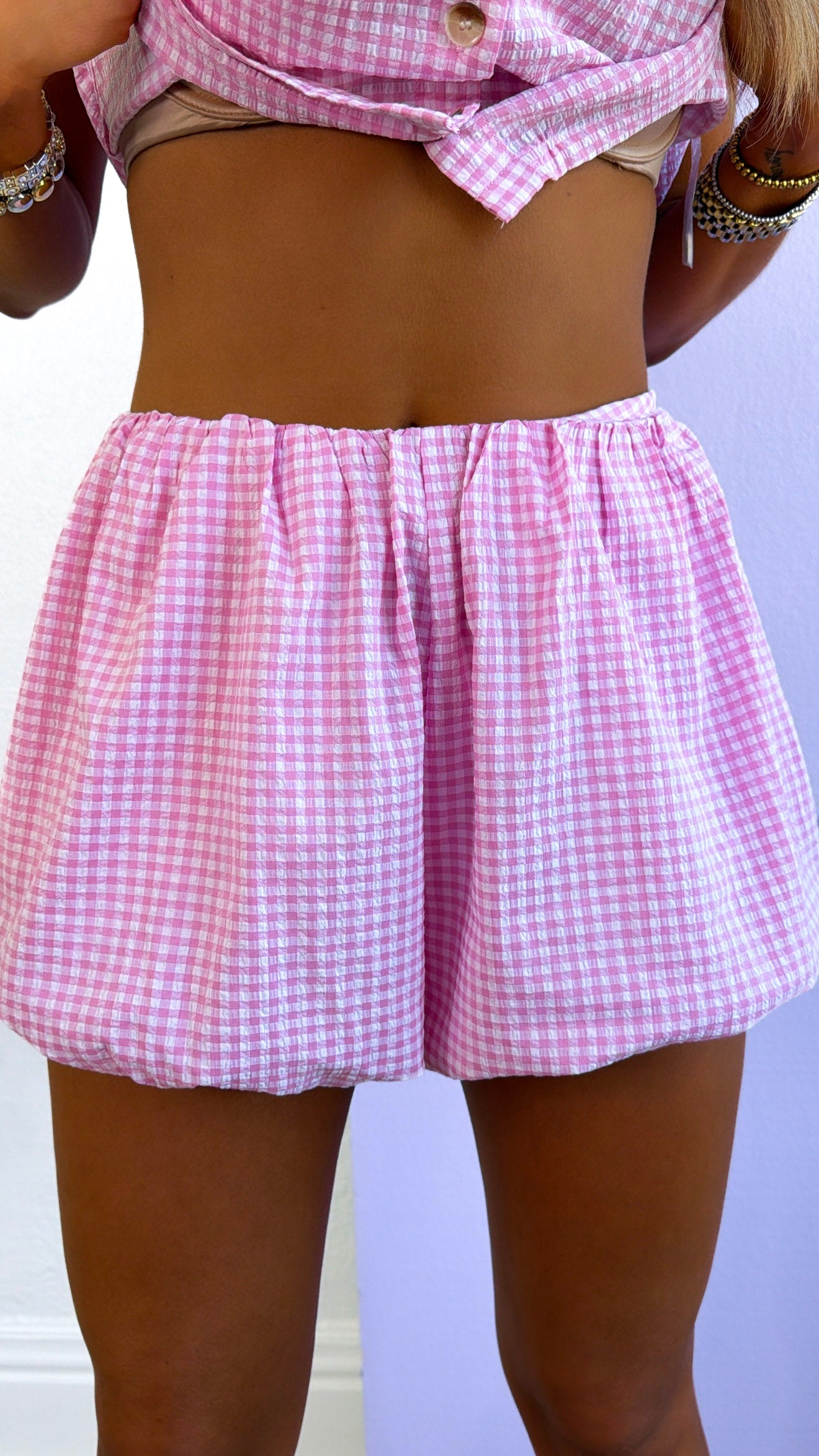 Sugar Sprinkle Gingham Set, Pink/White