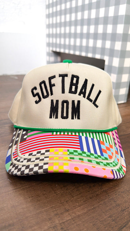 Softball Mom Trucker Hat, Natural