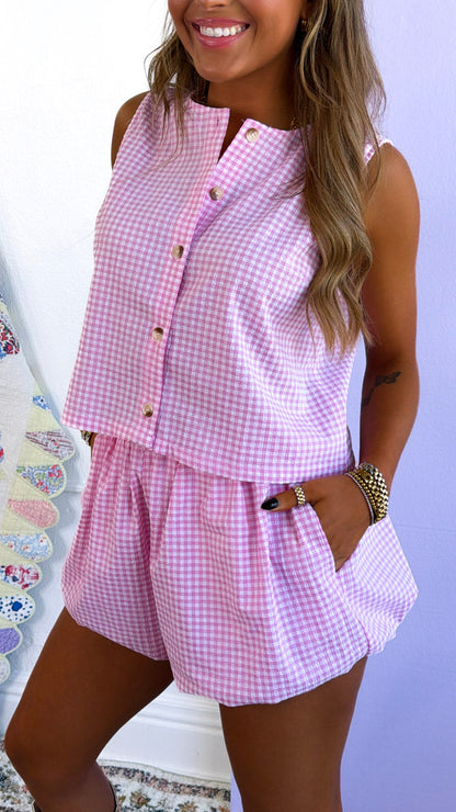 Sugar Sprinkle Gingham Set, Pink/White