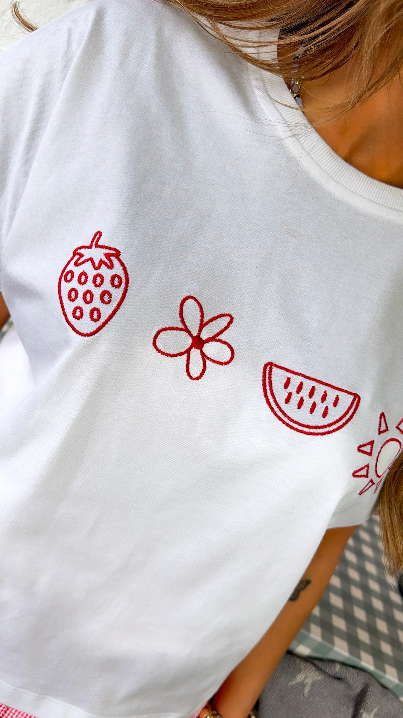 Summer Essential Tee, Red/White
