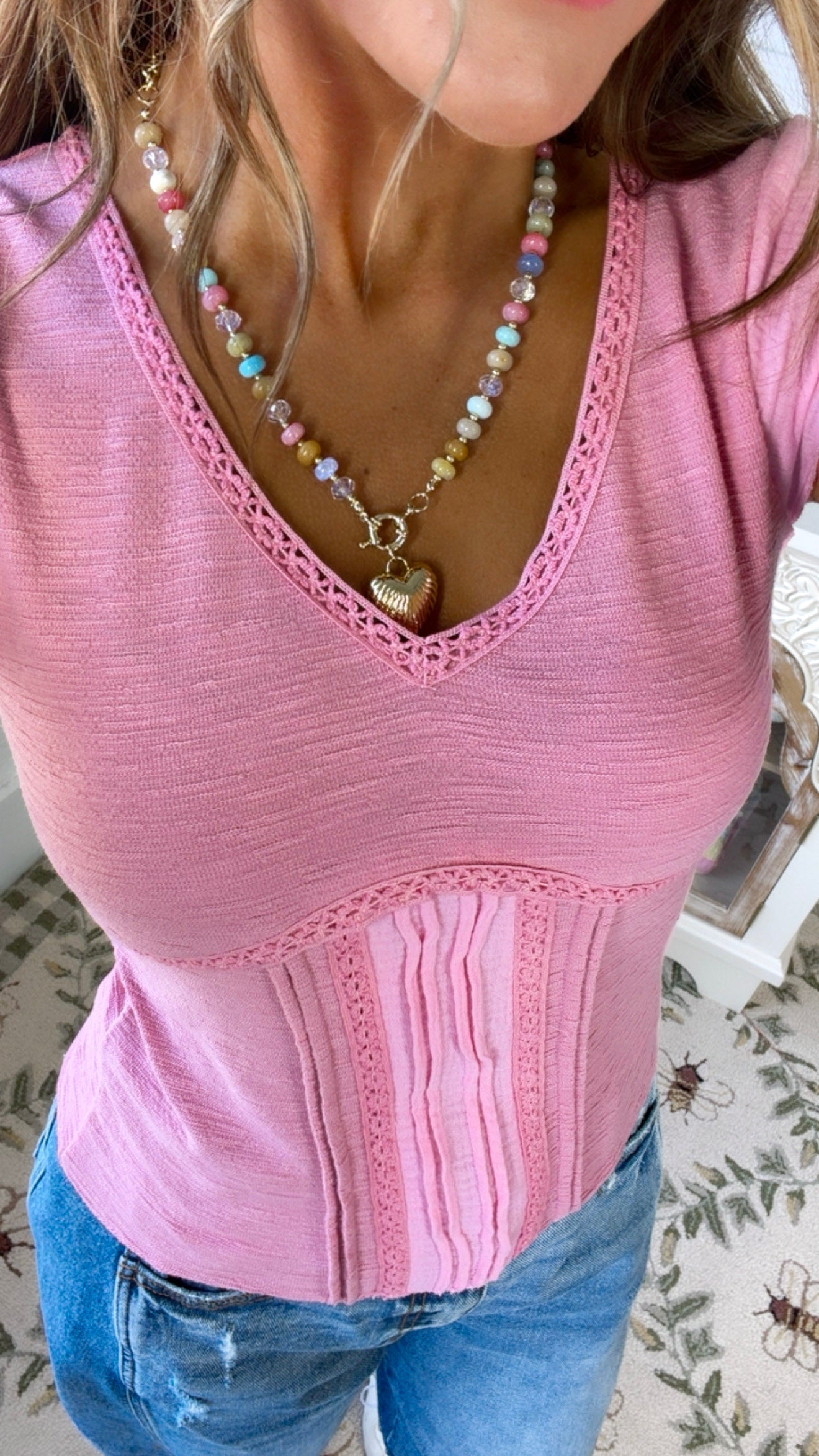 Studio Basic Knit Tee, Soft Pink