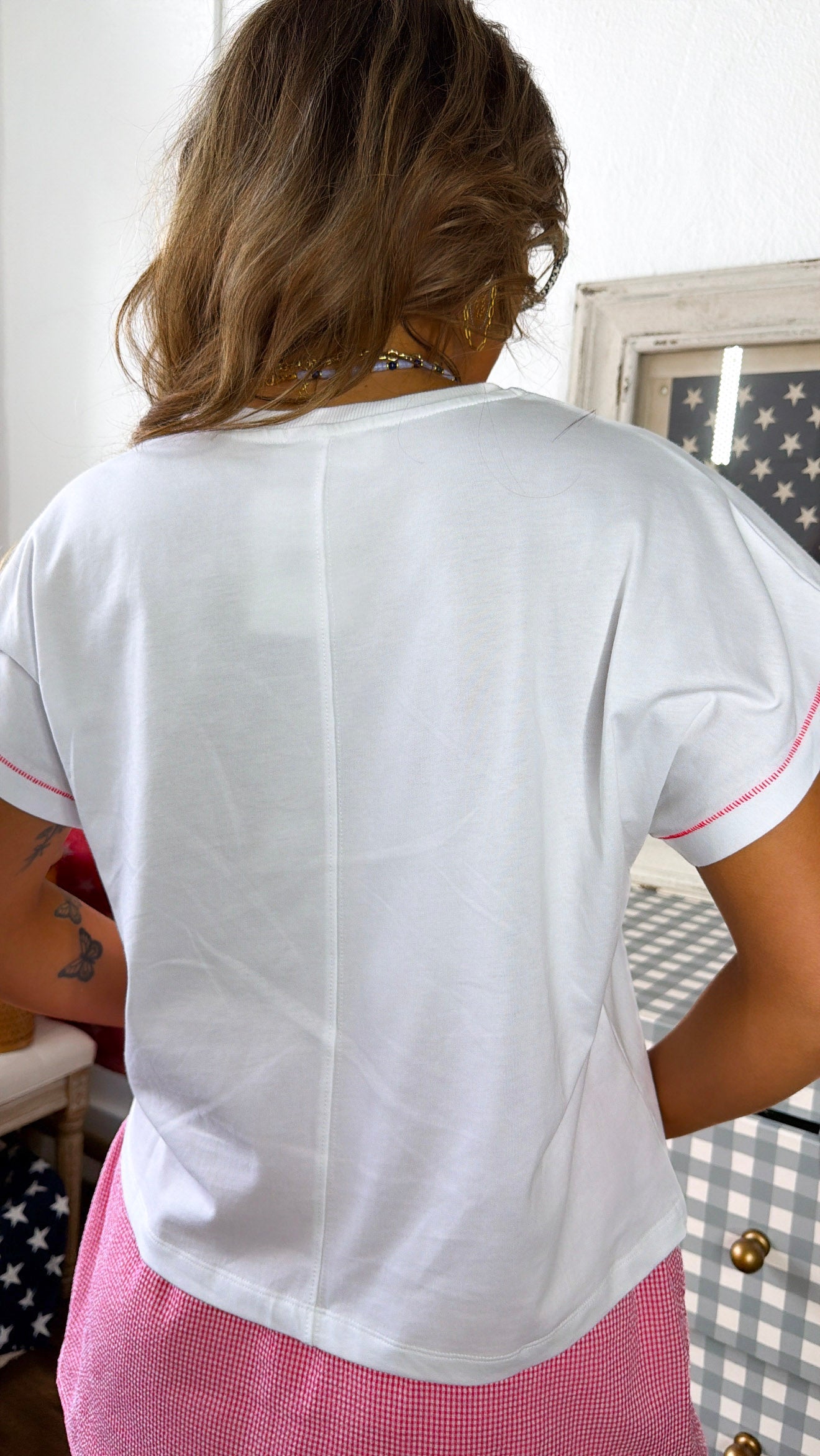 Summer Essential Tee, Red/White