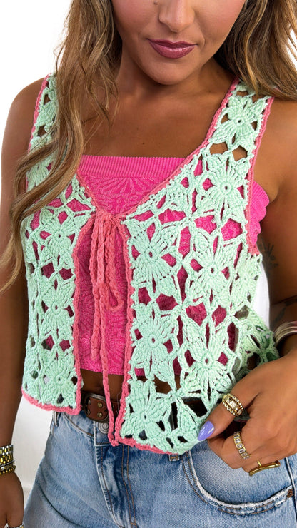 Summer Sprinkle Crochet Top, Spearmint