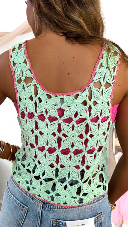 Summer Sprinkle Crochet Top, Spearmint