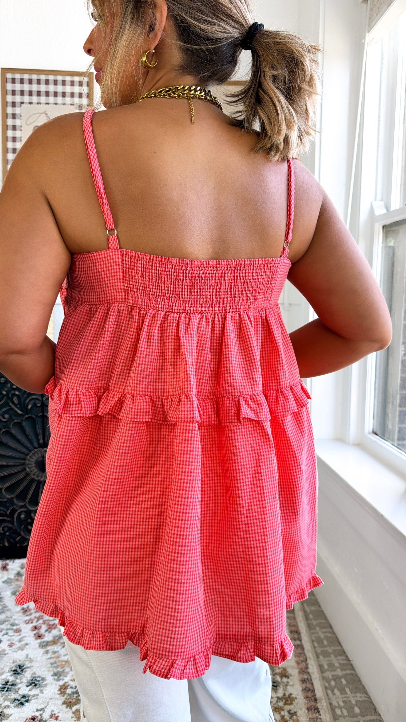 Sweet Clementine Ruffled Top, Orange/Pink