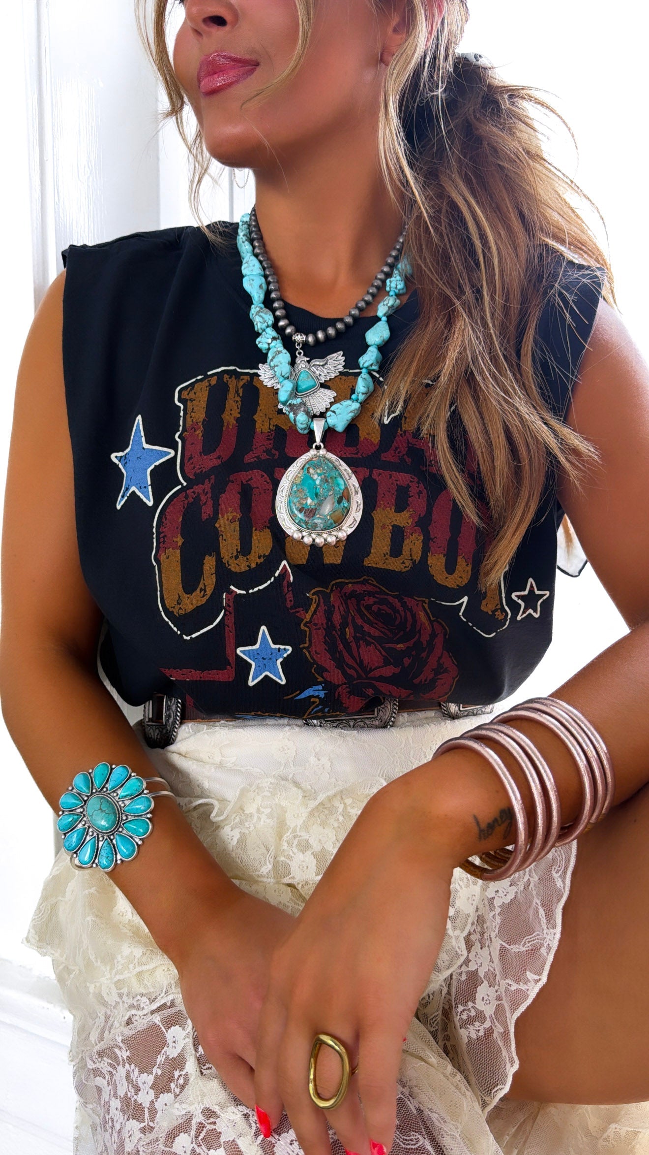 Urban Cowboy Graphic Muscle Tank, Black