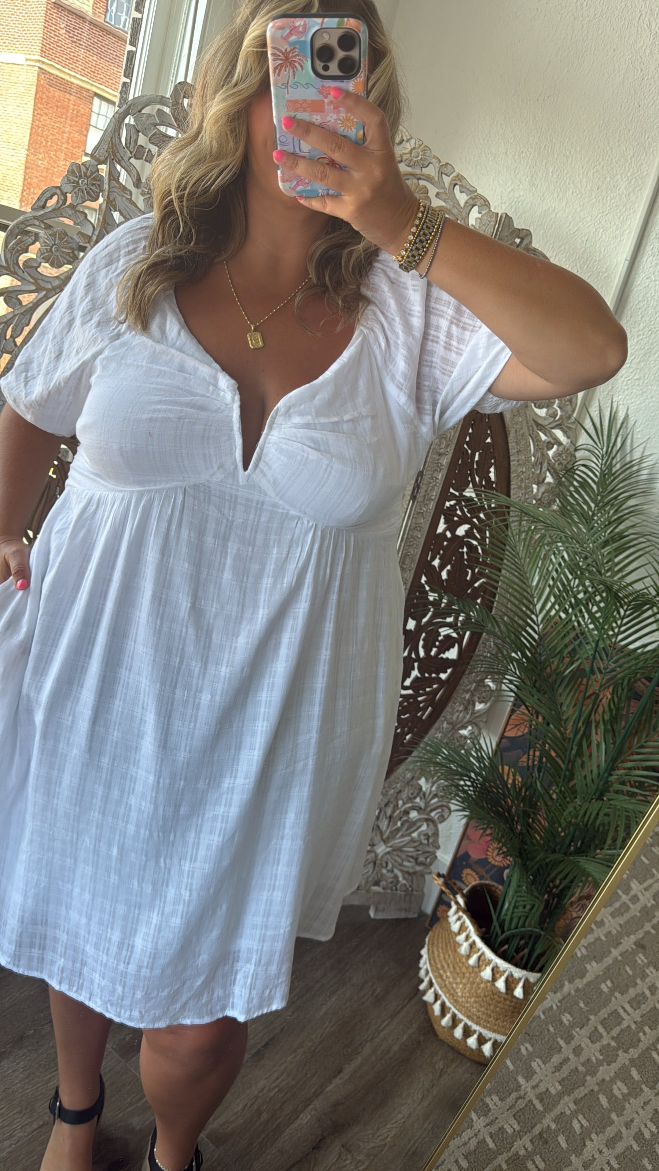 True Beauty Bubble Sleeve Mini Dress, White