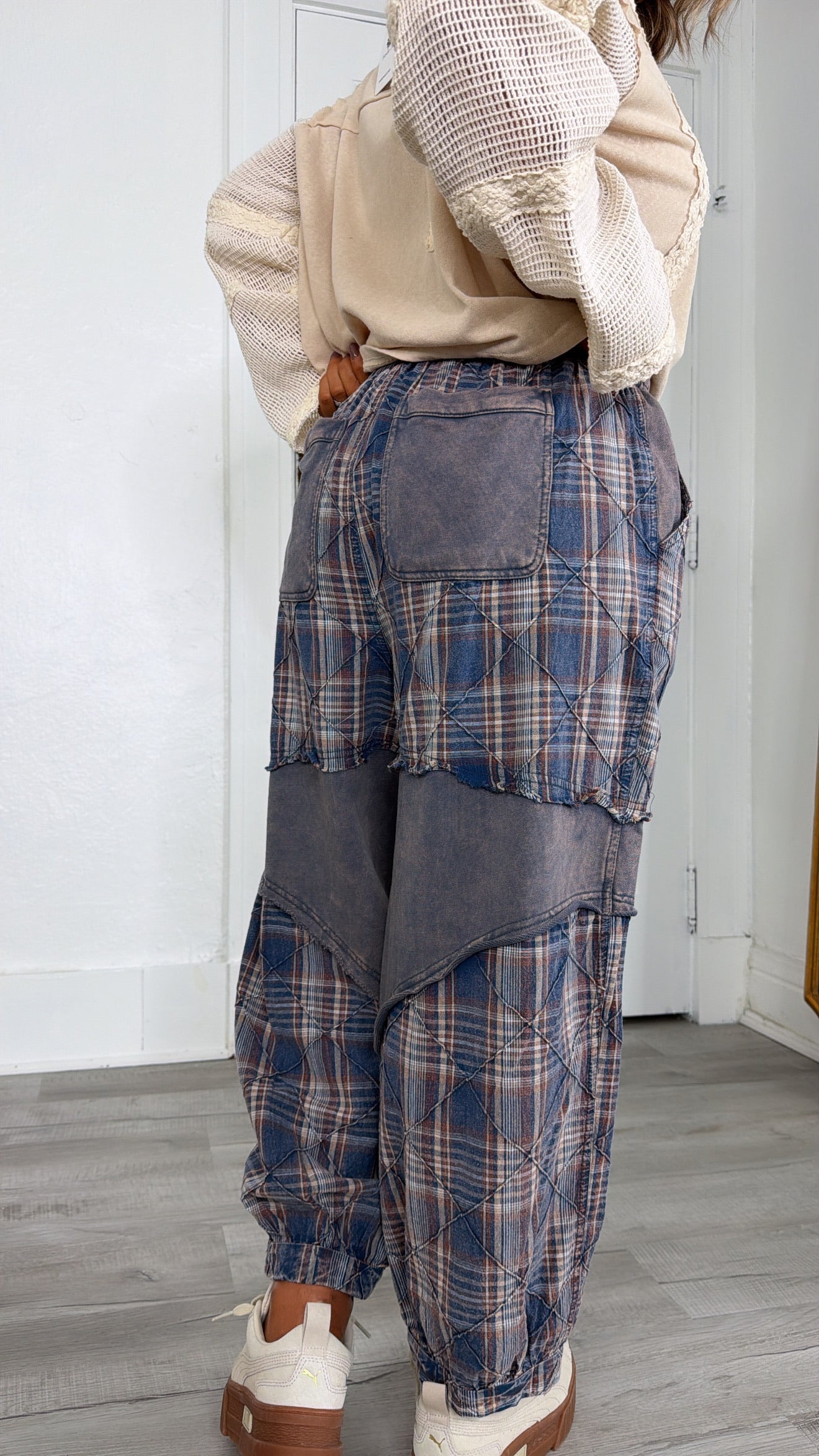 Tulip Trail Plaid Pant, Navy