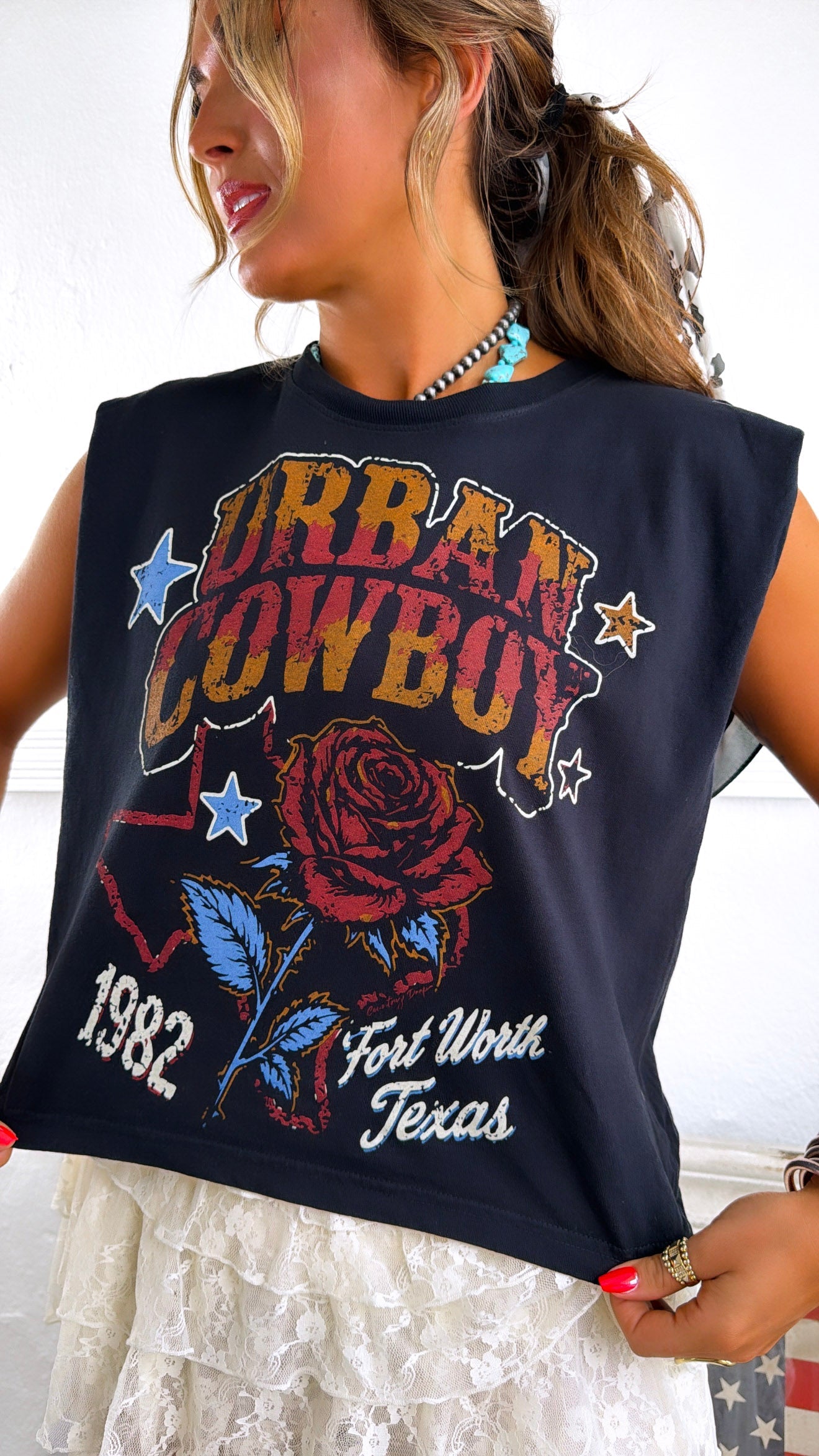 Urban Cowboy Graphic Muscle Tank, Black