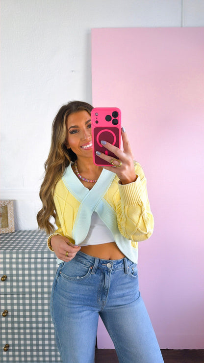 Texture Criss Cross Top, Lemon