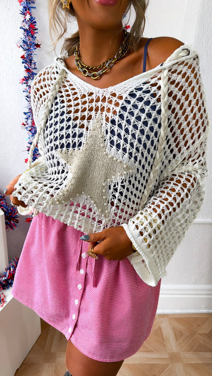 Starlit Pearl Knit Sweater, Ivory