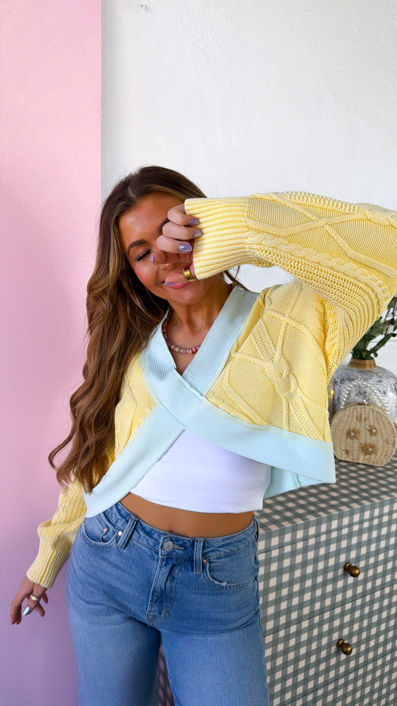 Texture Criss Cross Top, Lemon