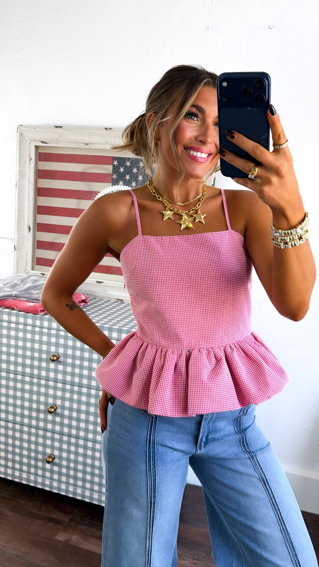 Sweet Darling Gingham Top, Red