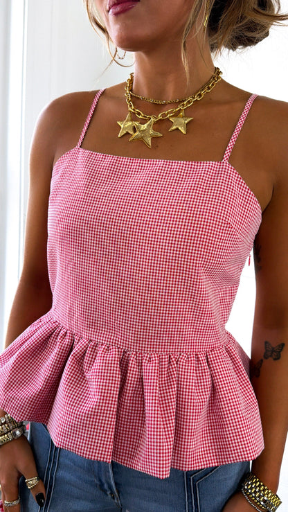 Sweet Darling Gingham Top, Red