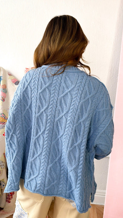 Silas Knit Cardigan, Sky Blue