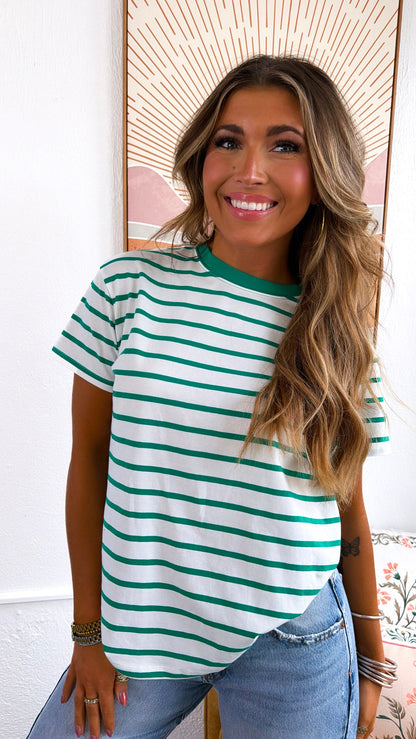 The Modern Stripe T- Shirt, Green/White